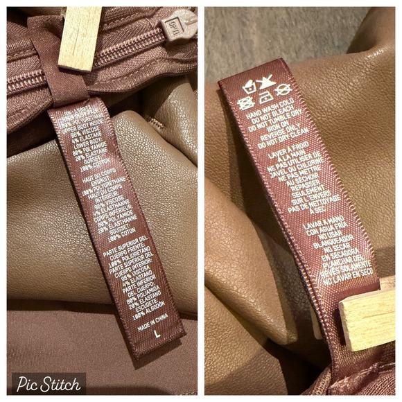 SKIMS Brown Faux Leather Mock Neck Long Sleeve Bodysuit Jasper Women's Size L - Picture 6 of 6